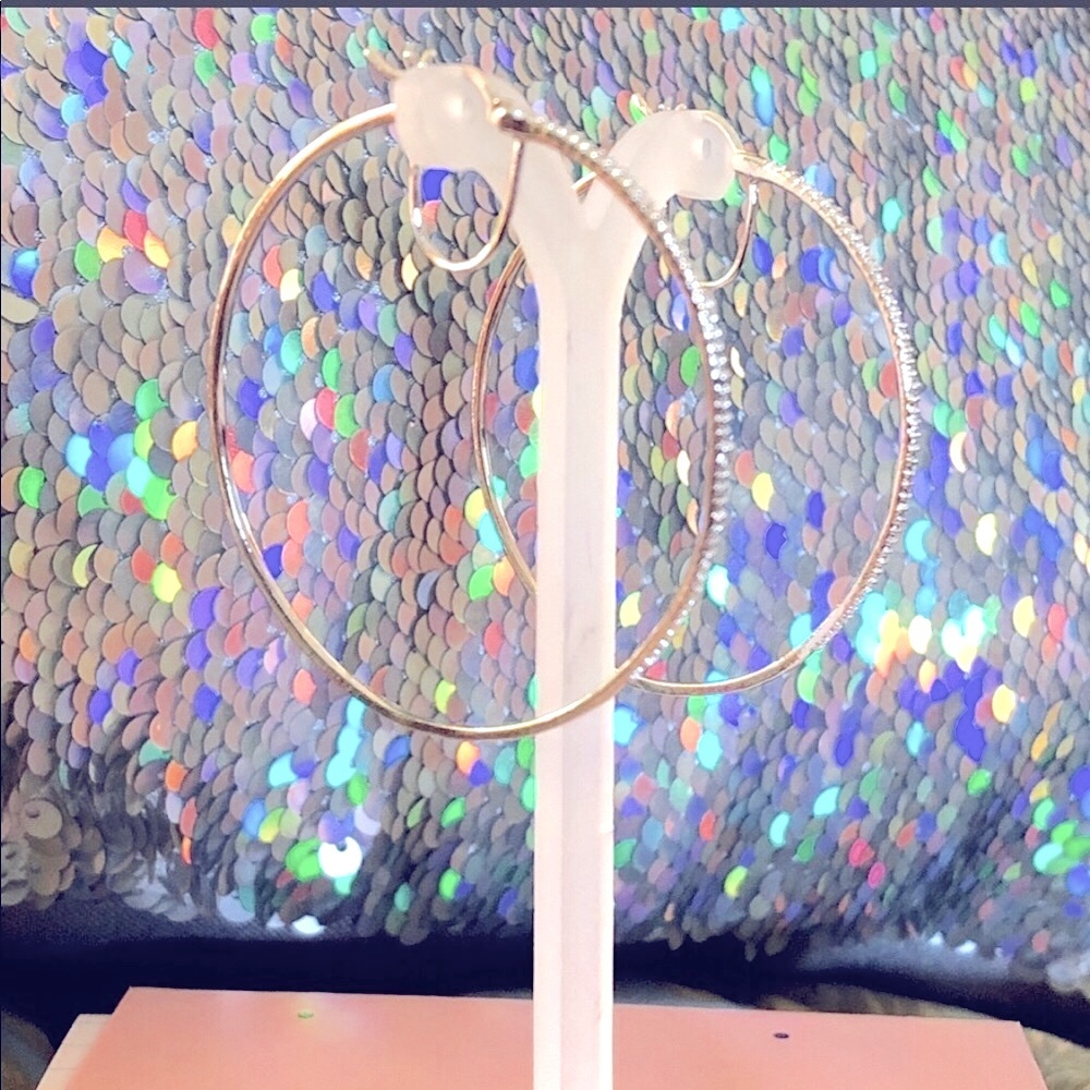 Sale❤️Diamond Hoops - Picture 1 of 6